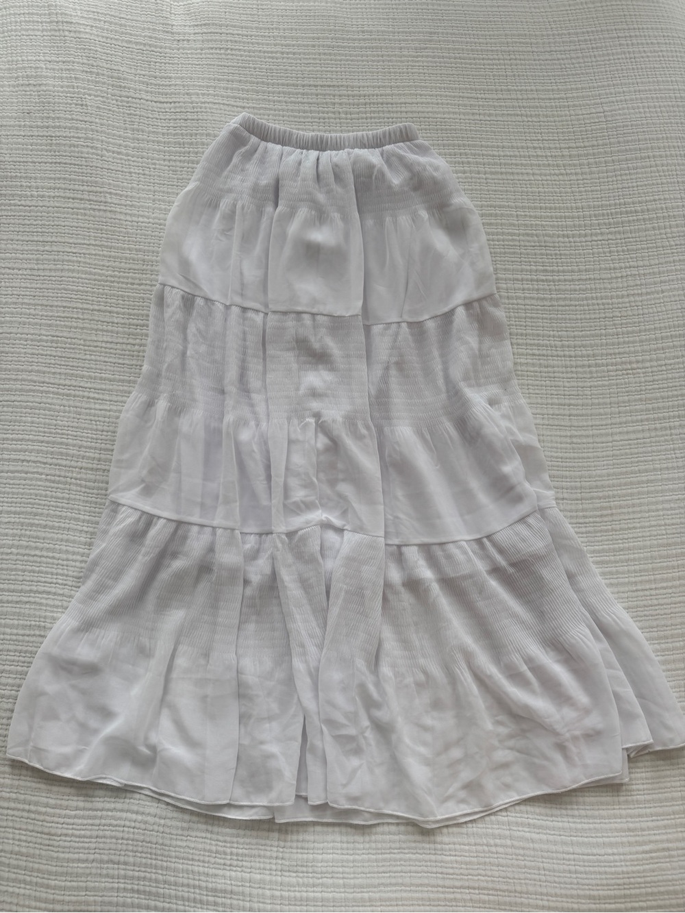 White Tiered Maxi Skirt - Lightweight Flowing Women's Skirt